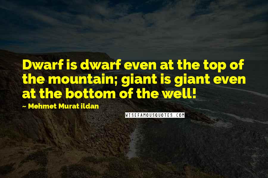 Mehmet Murat Ildan Quotes: Dwarf is dwarf even at the top of the mountain; giant is giant even at the bottom of the well!