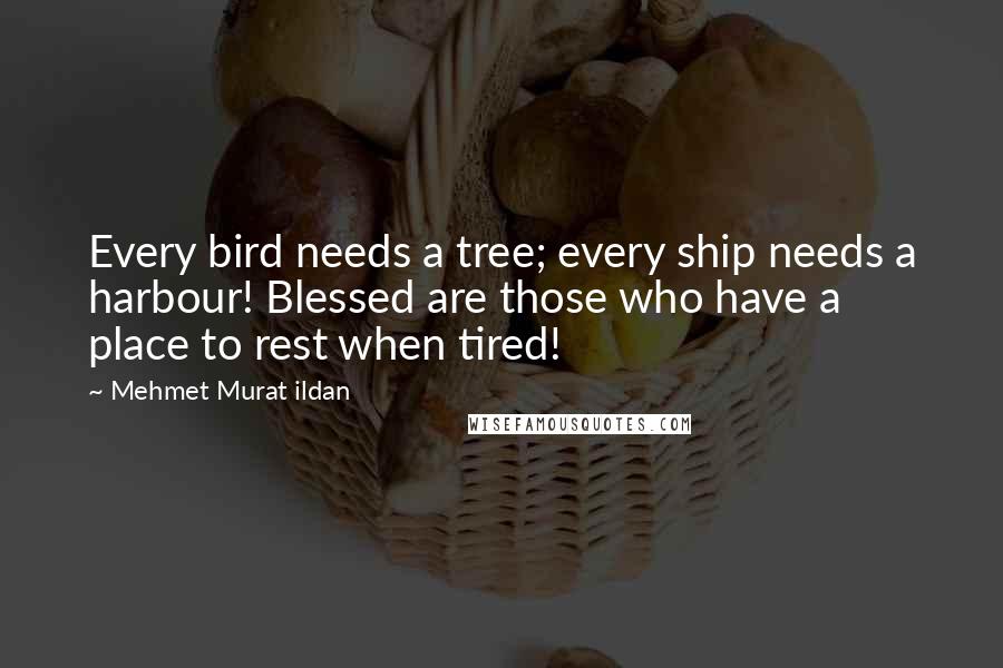 Mehmet Murat Ildan Quotes: Every bird needs a tree; every ship needs a harbour! Blessed are those who have a place to rest when tired!