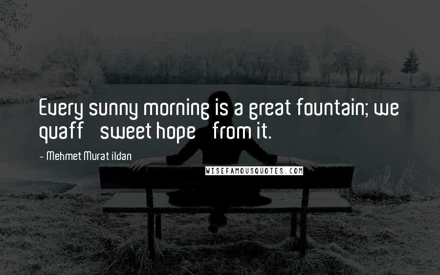Mehmet Murat Ildan Quotes: Every sunny morning is a great fountain; we quaff 'sweet hope' from it.