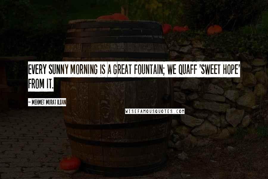 Mehmet Murat Ildan Quotes: Every sunny morning is a great fountain; we quaff 'sweet hope' from it.