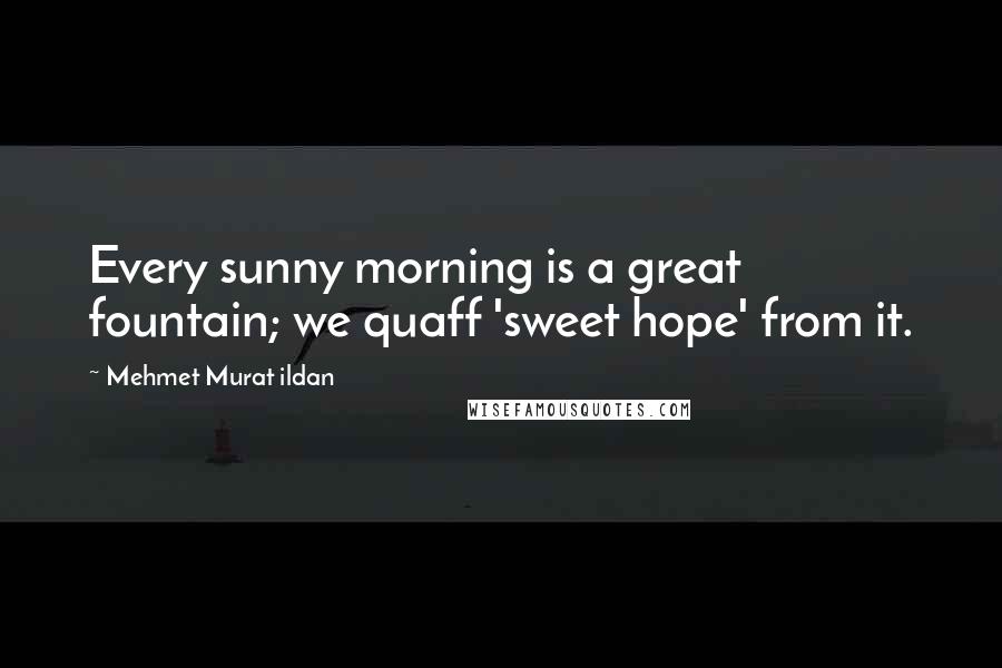 Mehmet Murat Ildan Quotes: Every sunny morning is a great fountain; we quaff 'sweet hope' from it.