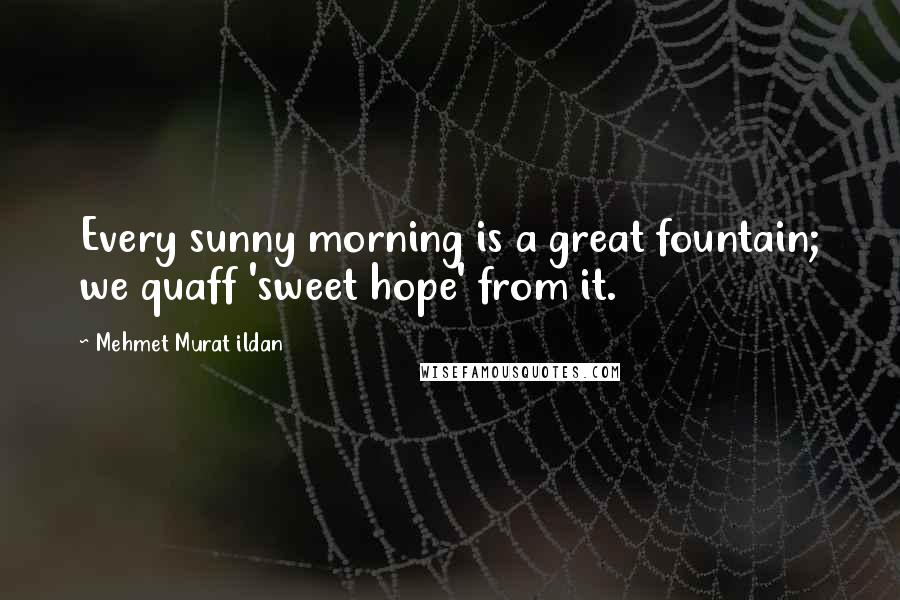 Mehmet Murat Ildan Quotes: Every sunny morning is a great fountain; we quaff 'sweet hope' from it.