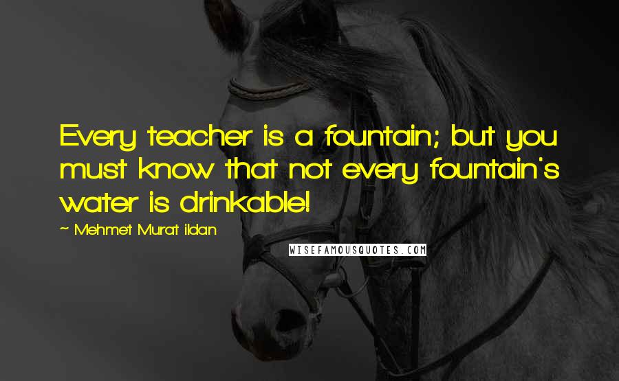 Mehmet Murat Ildan Quotes: Every teacher is a fountain; but you must know that not every fountain's water is drinkable!