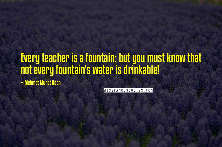 Mehmet Murat Ildan Quotes: Every teacher is a fountain; but you must know that not every fountain's water is drinkable!