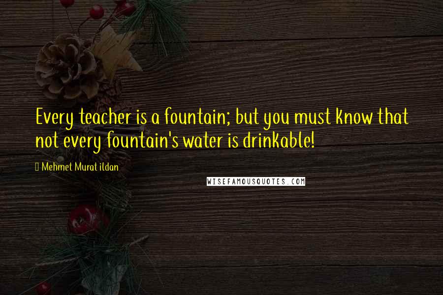 Mehmet Murat Ildan Quotes: Every teacher is a fountain; but you must know that not every fountain's water is drinkable!