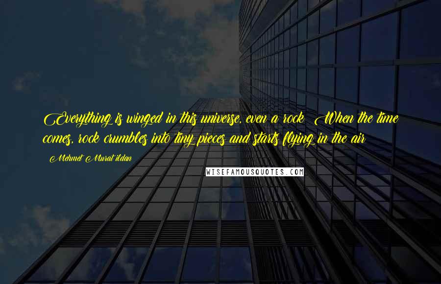 Mehmet Murat Ildan Quotes: Everything is winged in this universe, even a rock! When the time comes, rock crumbles into tiny pieces and starts flying in the air!