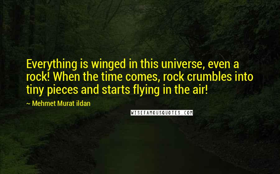 Mehmet Murat Ildan Quotes: Everything is winged in this universe, even a rock! When the time comes, rock crumbles into tiny pieces and starts flying in the air!