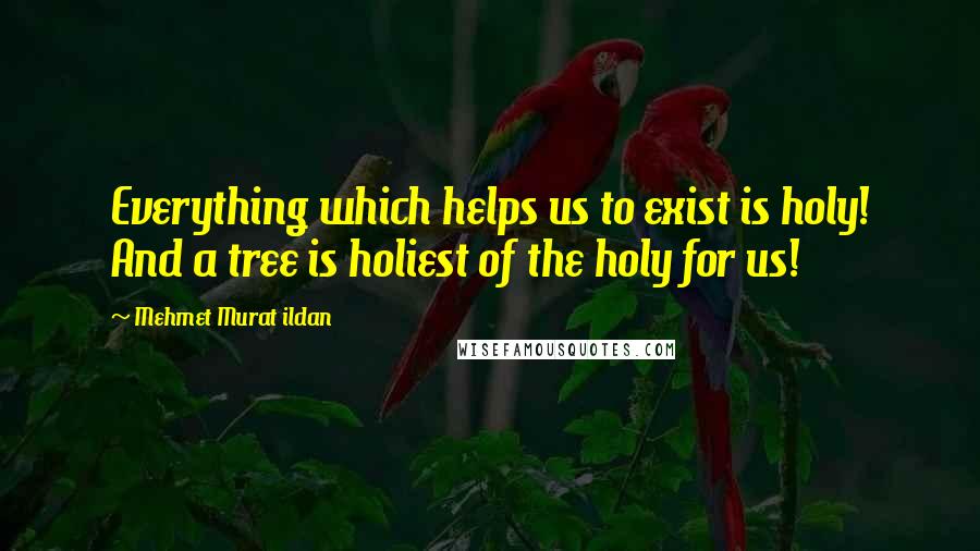 Mehmet Murat Ildan Quotes: Everything which helps us to exist is holy! And a tree is holiest of the holy for us!