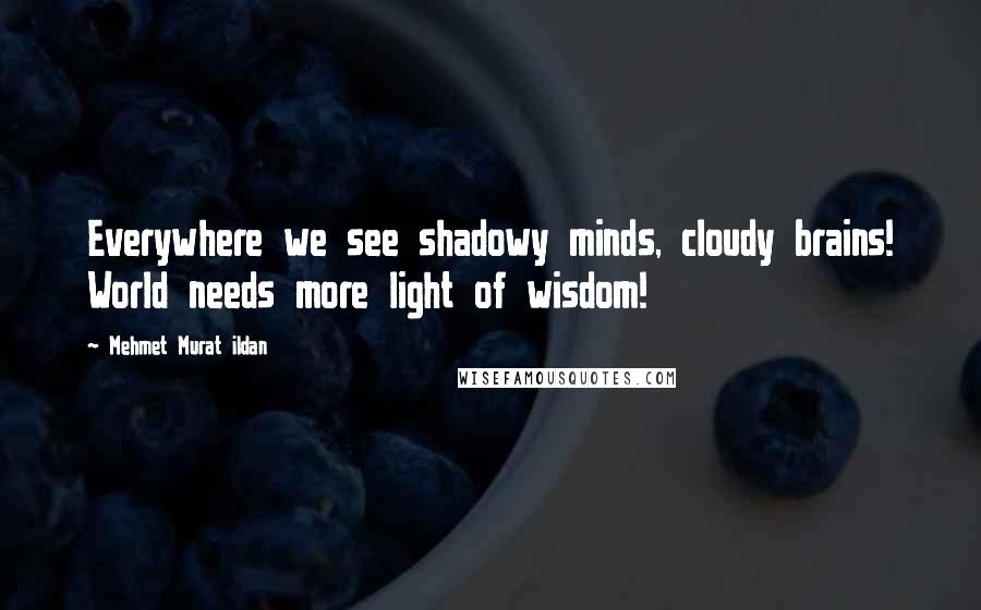 Mehmet Murat Ildan Quotes: Everywhere we see shadowy minds, cloudy brains! World needs more light of wisdom!