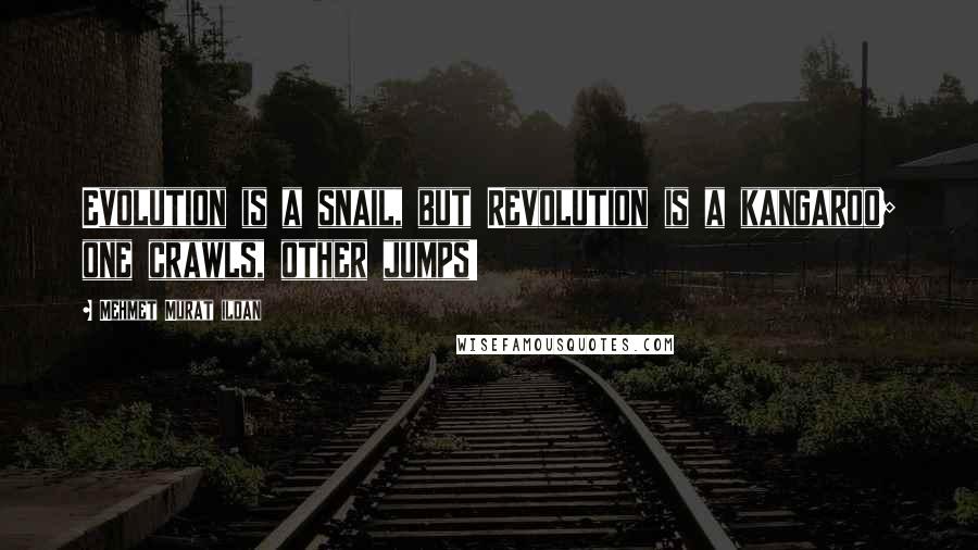 Mehmet Murat Ildan Quotes: Evolution is a snail, but Revolution is a kangaroo; one crawls, other jumps!