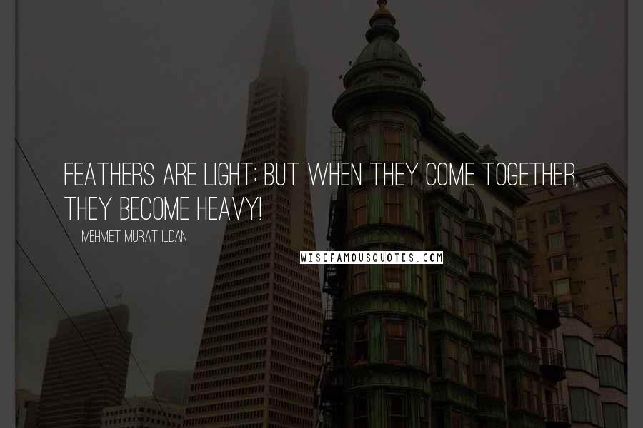 Mehmet Murat Ildan Quotes: Feathers are light; but when they come together, they become heavy!
