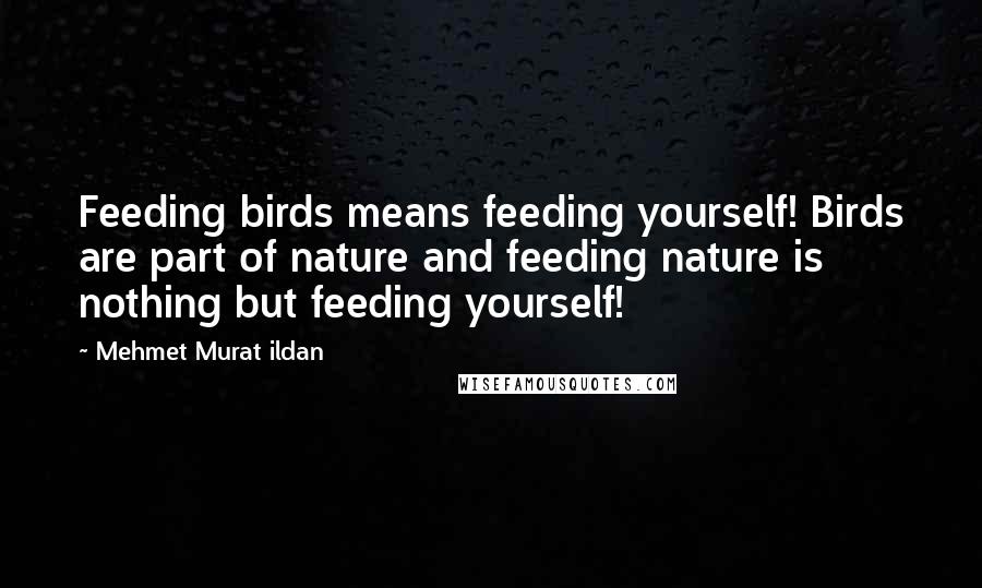 Mehmet Murat Ildan Quotes: Feeding birds means feeding yourself! Birds are part of nature and feeding nature is nothing but feeding yourself!