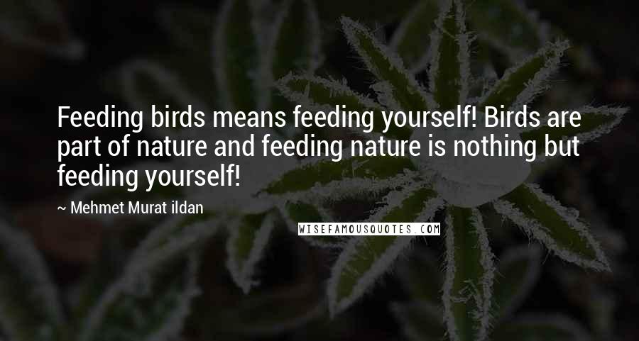 Mehmet Murat Ildan Quotes: Feeding birds means feeding yourself! Birds are part of nature and feeding nature is nothing but feeding yourself!