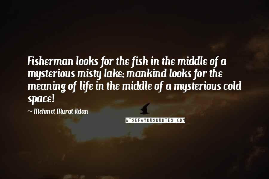 Mehmet Murat Ildan Quotes: Fisherman looks for the fish in the middle of a mysterious misty lake; mankind looks for the meaning of life in the middle of a mysterious cold space!