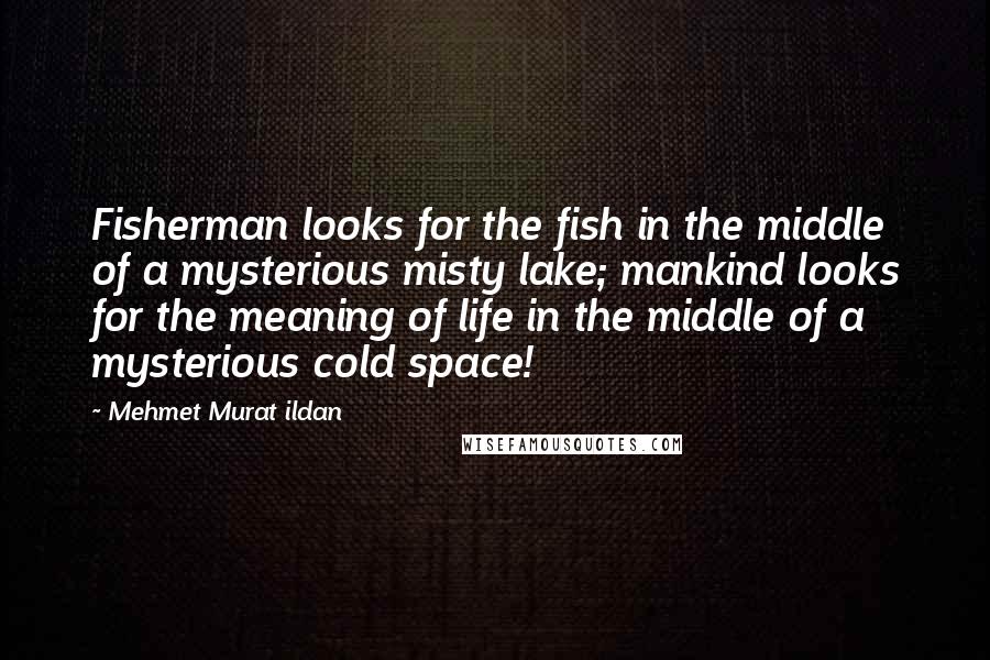 Mehmet Murat Ildan Quotes: Fisherman looks for the fish in the middle of a mysterious misty lake; mankind looks for the meaning of life in the middle of a mysterious cold space!