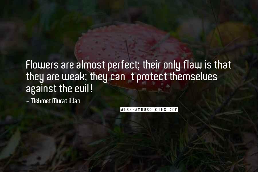 Mehmet Murat Ildan Quotes: Flowers are almost perfect; their only flaw is that they are weak; they can't protect themselves against the evil!