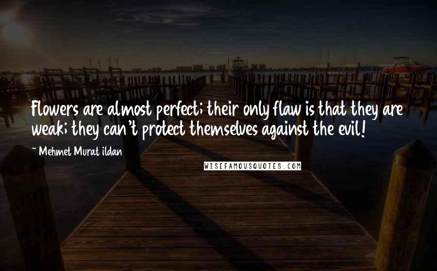 Mehmet Murat Ildan Quotes: Flowers are almost perfect; their only flaw is that they are weak; they can't protect themselves against the evil!