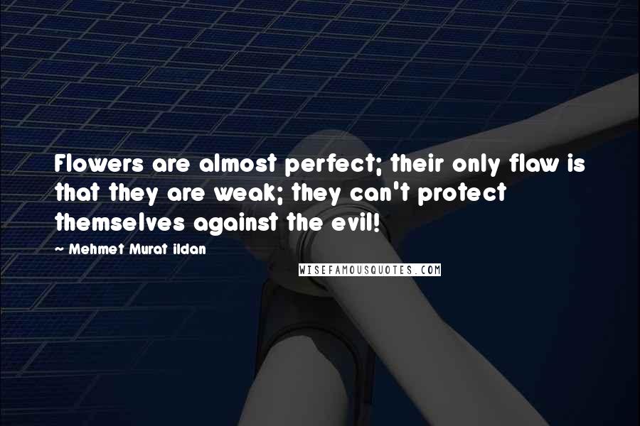 Mehmet Murat Ildan Quotes: Flowers are almost perfect; their only flaw is that they are weak; they can't protect themselves against the evil!
