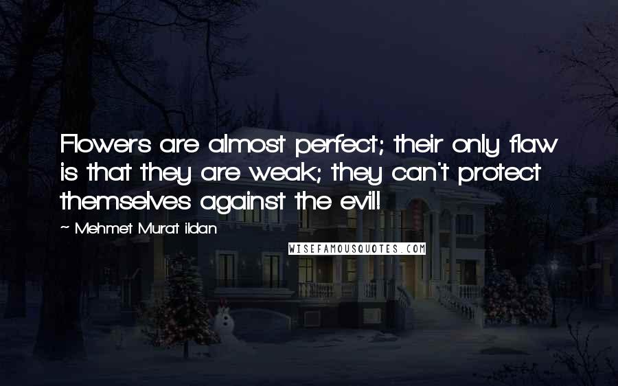 Mehmet Murat Ildan Quotes: Flowers are almost perfect; their only flaw is that they are weak; they can't protect themselves against the evil!