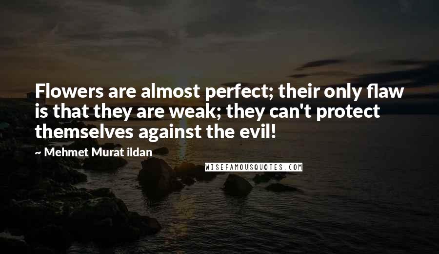 Mehmet Murat Ildan Quotes: Flowers are almost perfect; their only flaw is that they are weak; they can't protect themselves against the evil!