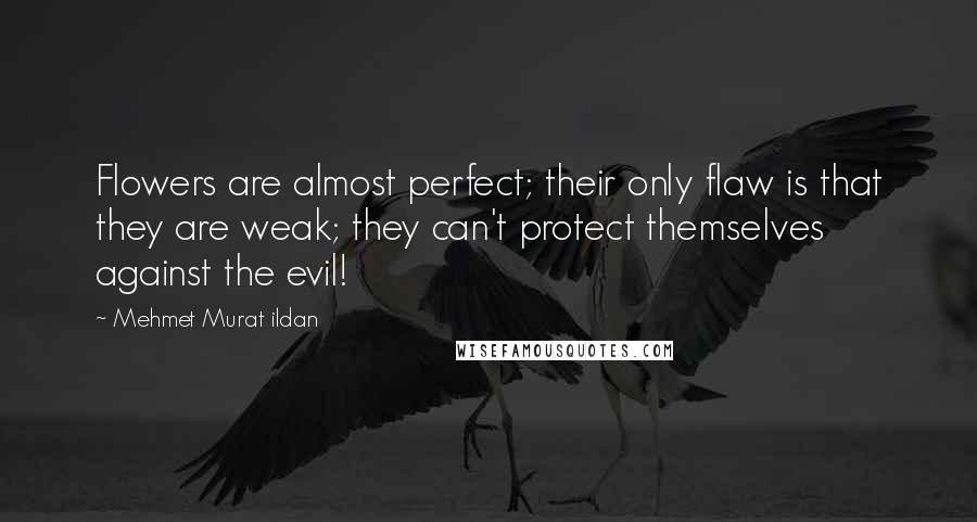 Mehmet Murat Ildan Quotes: Flowers are almost perfect; their only flaw is that they are weak; they can't protect themselves against the evil!