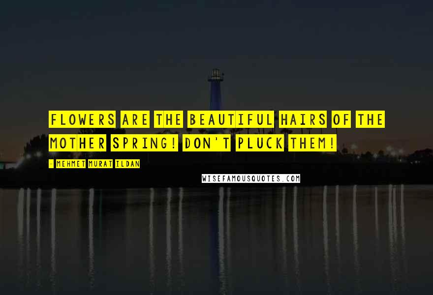 Mehmet Murat Ildan Quotes: Flowers are the beautiful hairs of the Mother Spring! Don't pluck them!