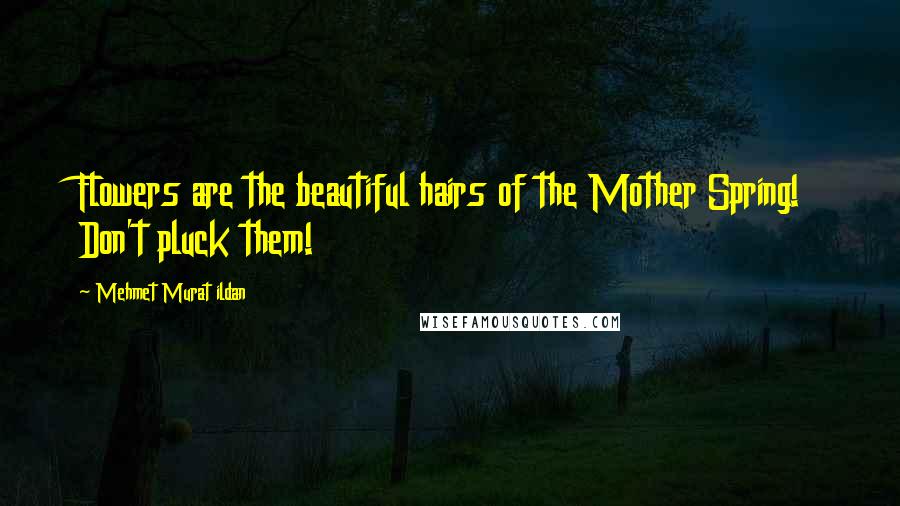 Mehmet Murat Ildan Quotes: Flowers are the beautiful hairs of the Mother Spring! Don't pluck them!