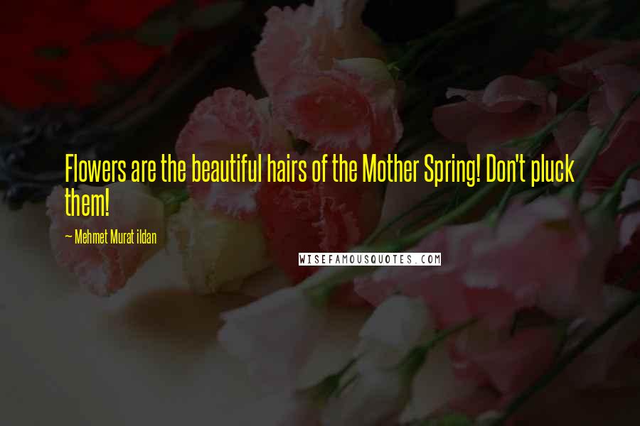 Mehmet Murat Ildan Quotes: Flowers are the beautiful hairs of the Mother Spring! Don't pluck them!