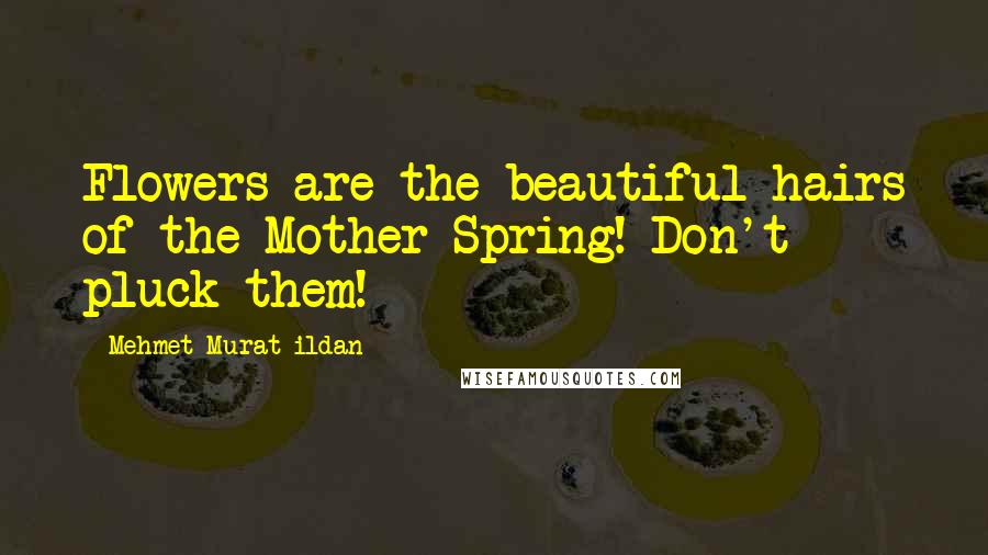 Mehmet Murat Ildan Quotes: Flowers are the beautiful hairs of the Mother Spring! Don't pluck them!