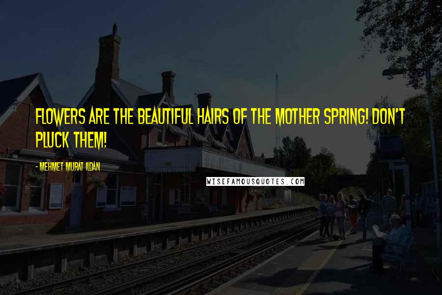 Mehmet Murat Ildan Quotes: Flowers are the beautiful hairs of the Mother Spring! Don't pluck them!