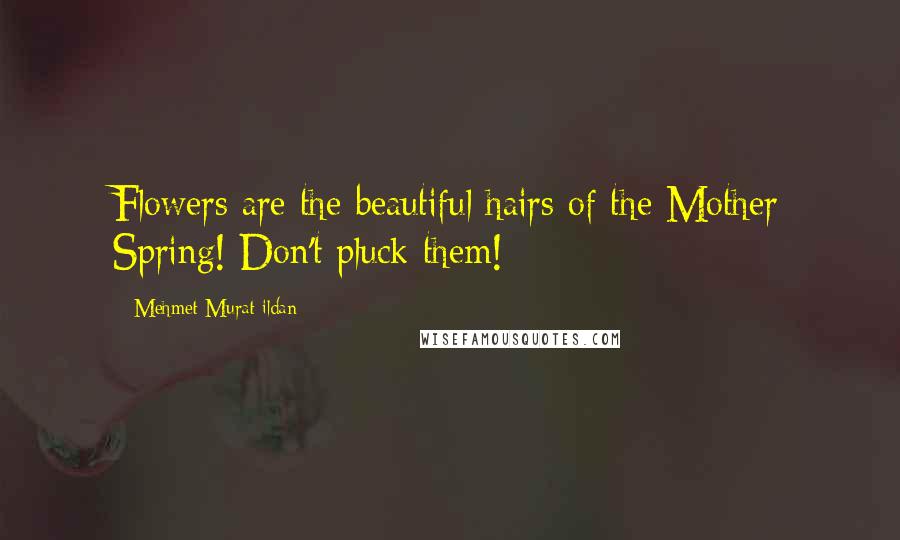 Mehmet Murat Ildan Quotes: Flowers are the beautiful hairs of the Mother Spring! Don't pluck them!