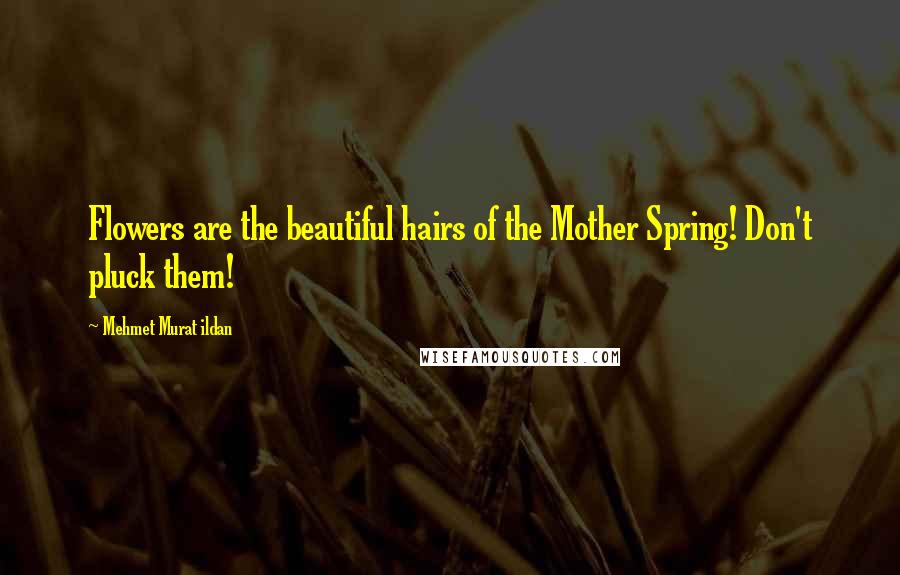 Mehmet Murat Ildan Quotes: Flowers are the beautiful hairs of the Mother Spring! Don't pluck them!