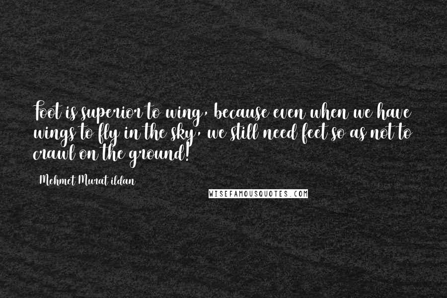 Mehmet Murat Ildan Quotes: Foot is superior to wing, because even when we have wings to fly in the sky, we still need feet so as not to crawl on the ground!