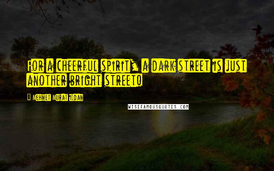 Mehmet Murat Ildan Quotes: For a cheerful spirit, a dark street is just another bright street!