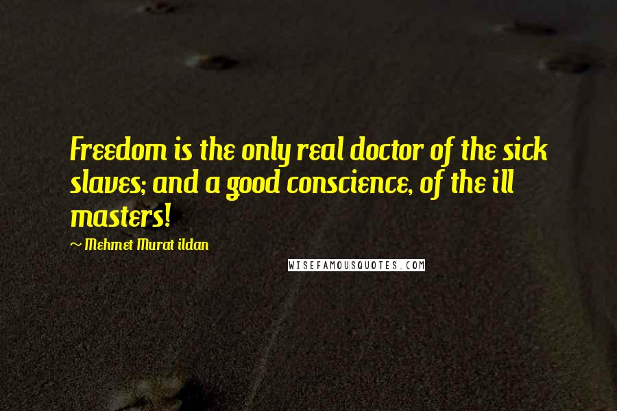 Mehmet Murat Ildan Quotes: Freedom is the only real doctor of the sick slaves; and a good conscience, of the ill masters!