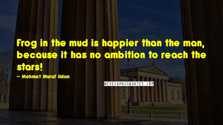 Mehmet Murat Ildan Quotes: Frog in the mud is happier than the man, because it has no ambition to reach the stars!