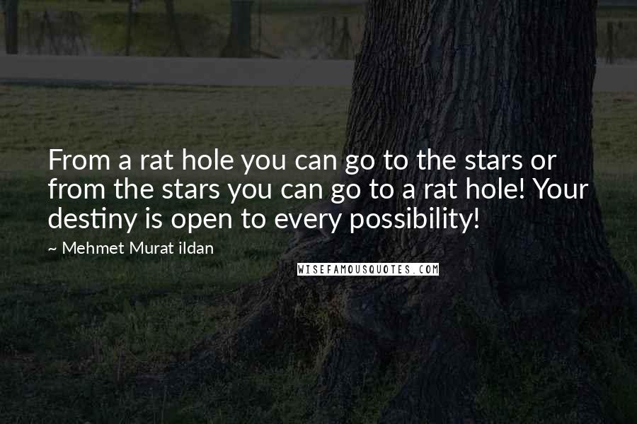 Mehmet Murat Ildan Quotes: From a rat hole you can go to the stars or from the stars you can go to a rat hole! Your destiny is open to every possibility!