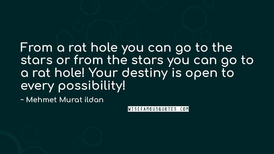 Mehmet Murat Ildan Quotes: From a rat hole you can go to the stars or from the stars you can go to a rat hole! Your destiny is open to every possibility!