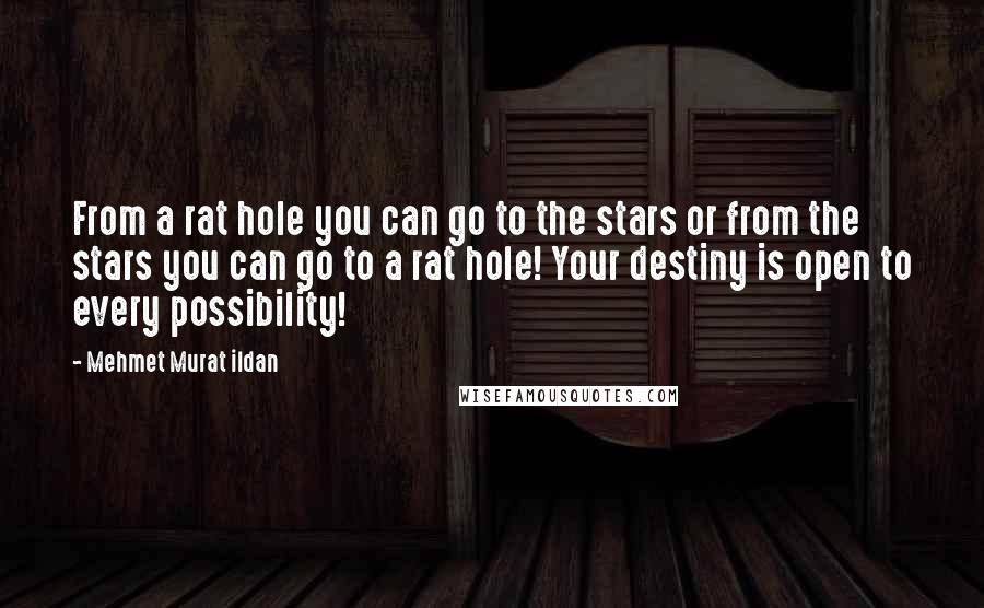 Mehmet Murat Ildan Quotes: From a rat hole you can go to the stars or from the stars you can go to a rat hole! Your destiny is open to every possibility!