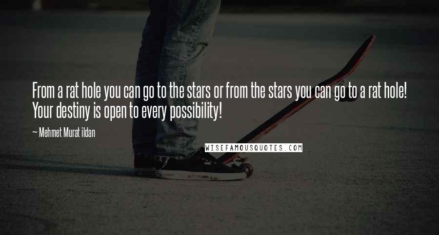 Mehmet Murat Ildan Quotes: From a rat hole you can go to the stars or from the stars you can go to a rat hole! Your destiny is open to every possibility!