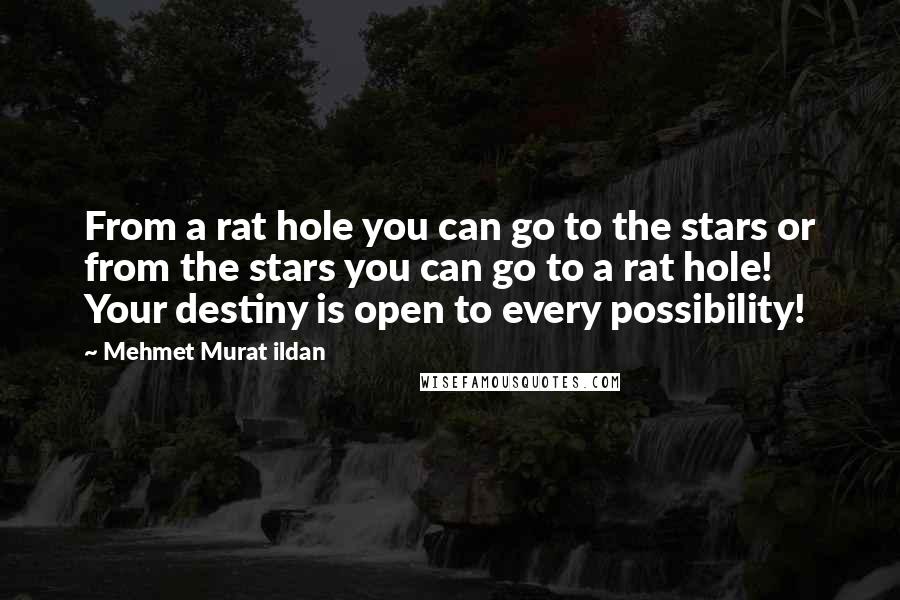 Mehmet Murat Ildan Quotes: From a rat hole you can go to the stars or from the stars you can go to a rat hole! Your destiny is open to every possibility!