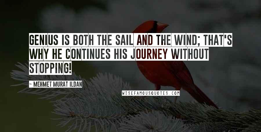 Mehmet Murat Ildan Quotes: Genius is both the sail and the wind; that's why he continues his journey without stopping!