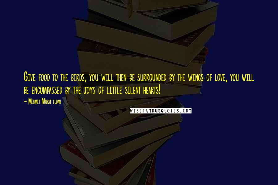 Mehmet Murat Ildan Quotes: Give food to the birds, you will then be surrounded by the wings of love, you will be encompassed by the joys of little silent hearts!