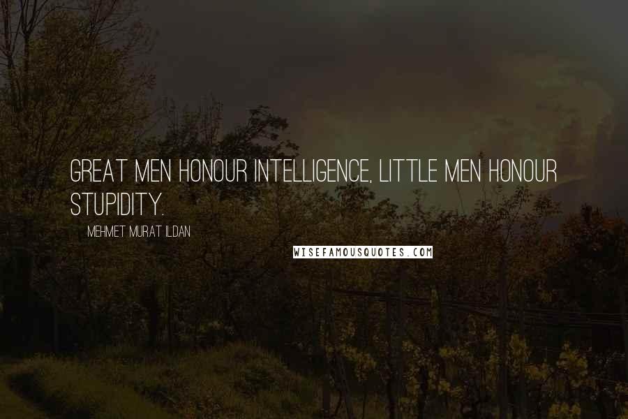 Mehmet Murat Ildan Quotes: Great men honour intelligence, little men honour stupidity.