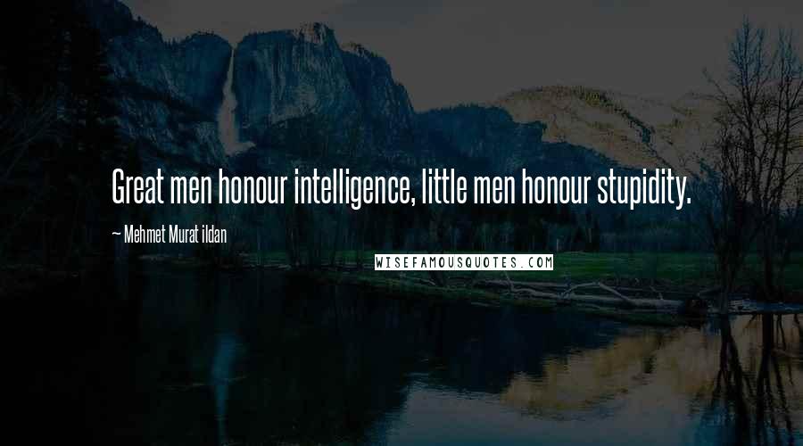 Mehmet Murat Ildan Quotes: Great men honour intelligence, little men honour stupidity.