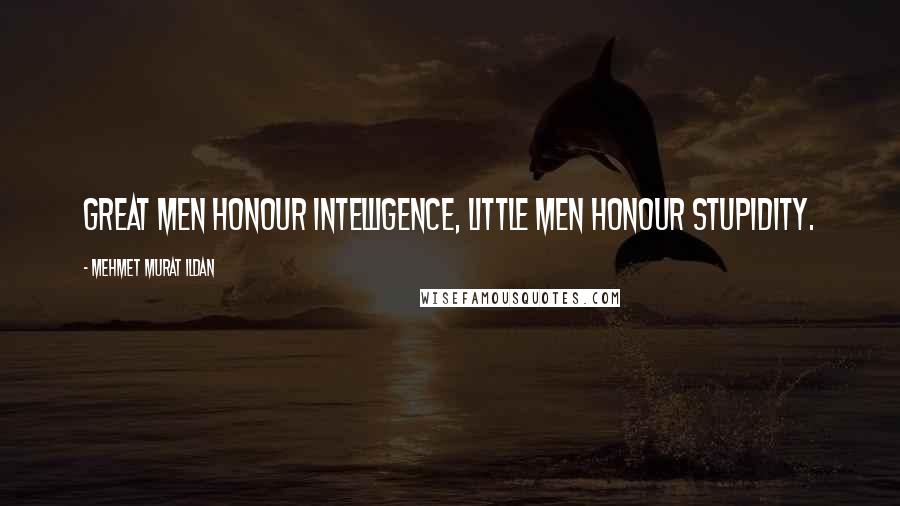 Mehmet Murat Ildan Quotes: Great men honour intelligence, little men honour stupidity.