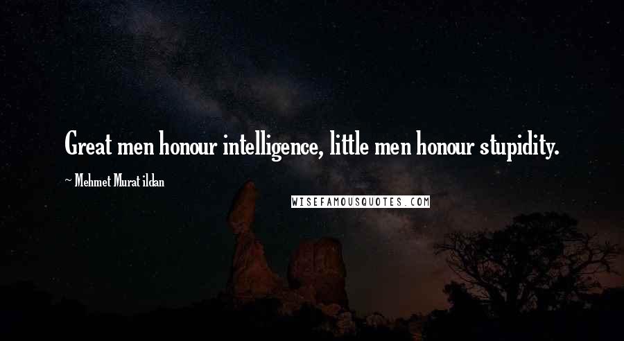 Mehmet Murat Ildan Quotes: Great men honour intelligence, little men honour stupidity.