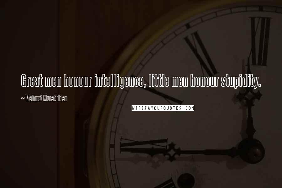 Mehmet Murat Ildan Quotes: Great men honour intelligence, little men honour stupidity.