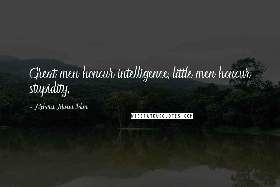 Mehmet Murat Ildan Quotes: Great men honour intelligence, little men honour stupidity.