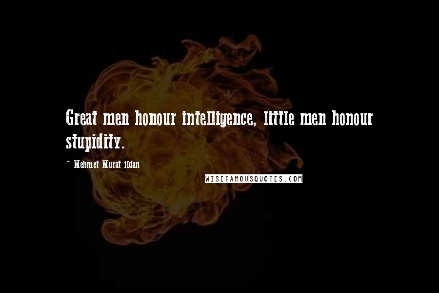 Mehmet Murat Ildan Quotes: Great men honour intelligence, little men honour stupidity.